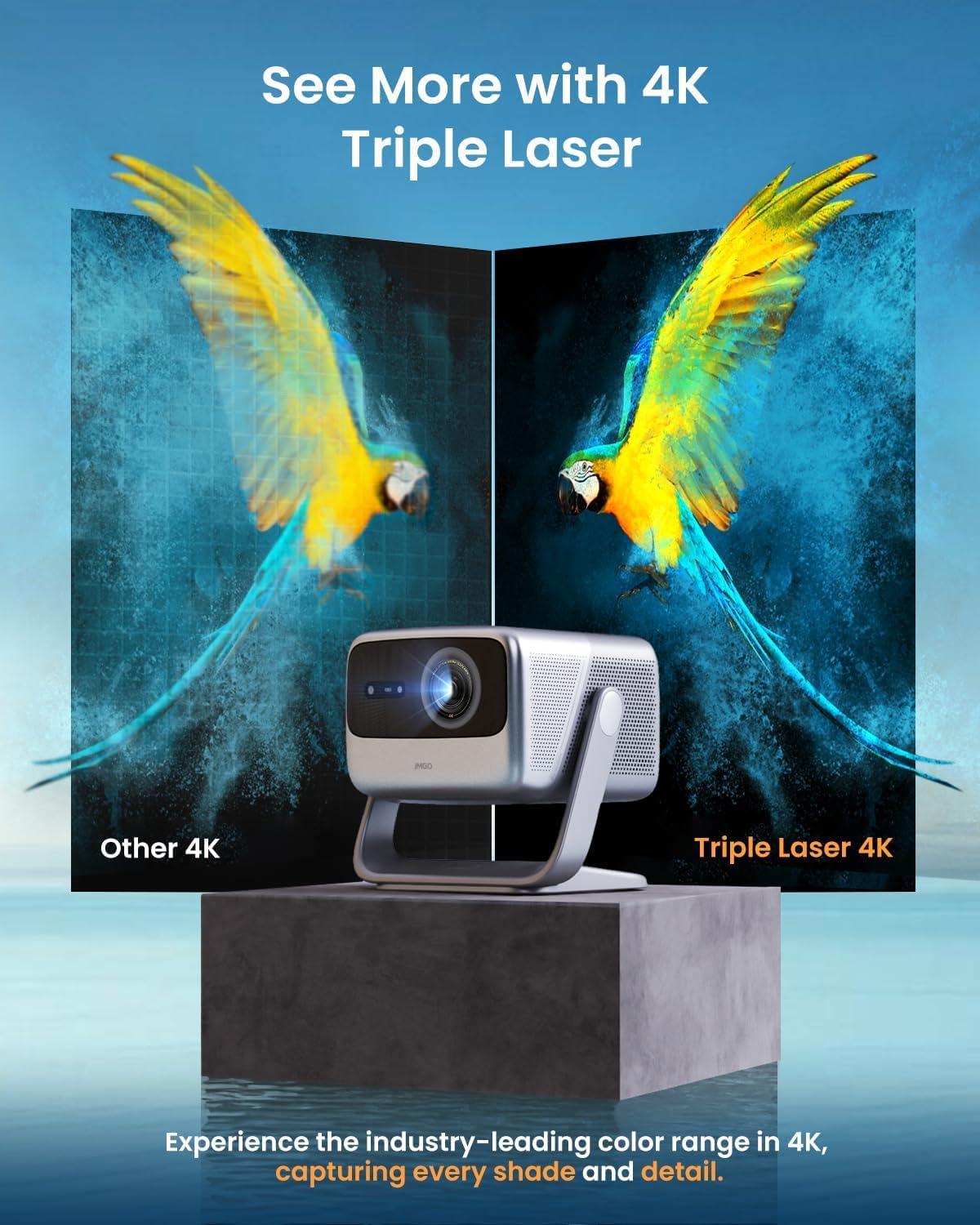 image:imageJMGO N1S Pro True 4K Triple Laser Projector GTV Netflix 2250 ISO Lumens Bluray 3D Auto Focus 300 110 BT2020 16001 Contrast HDR10 Dolby Digital Plus 17ms Low LatencyN1S Pro