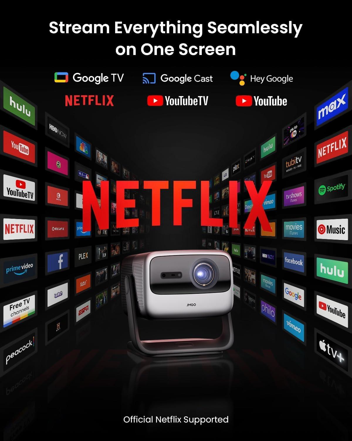 image:imageJMGO N1S Ultimate Triple Laser 4K Projector 3300 ISO Lumens Projector Google TV Netflix RealTime Auto Screen Fit HDR10 180 Bluray 3D Home Theater Projector with 20W Dolby DigitalUltimate EN