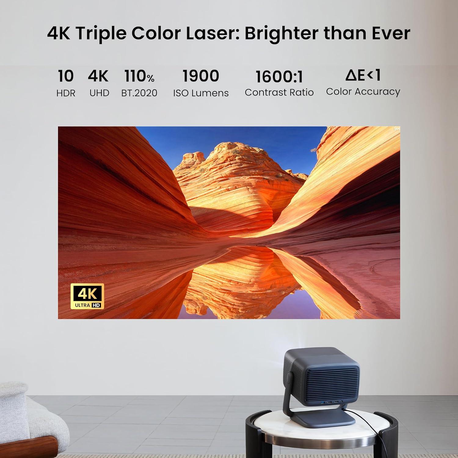 image:imageJMGO N1S Ultra 4K Triple Laser Projector with WiFi and Bluetooth 2800 ISO Lumens Google TV 360 Sensorless Picture Correction 300 HDR10 20W Dolby Digital Plus 3DActive Smart and PortableJMGO N1 Ultra