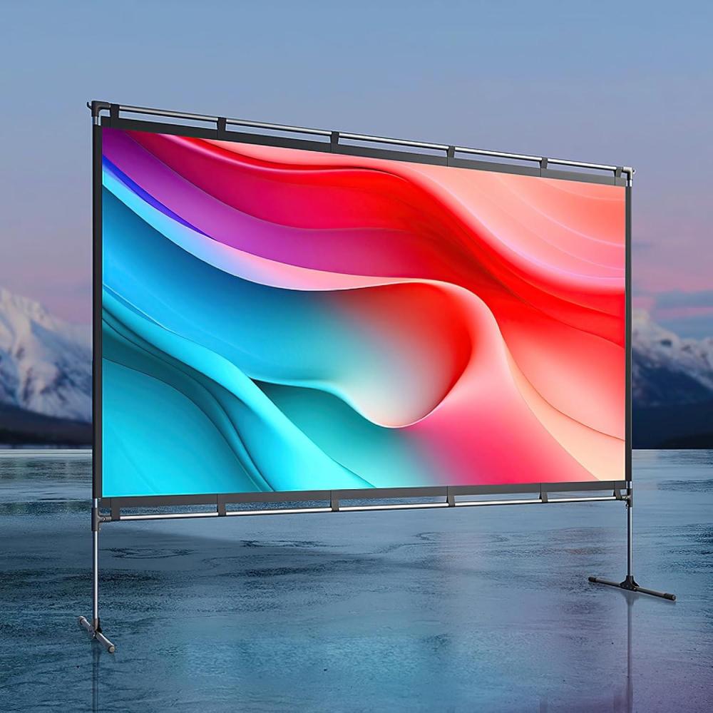 image:imageJMGO 100 inch Projector Screen 4K3DHDR Support AntiWrinkle High Contrast Front amp Rear Projection Easy Setup for Home Theater Outdoor Movies Office amp Gaming