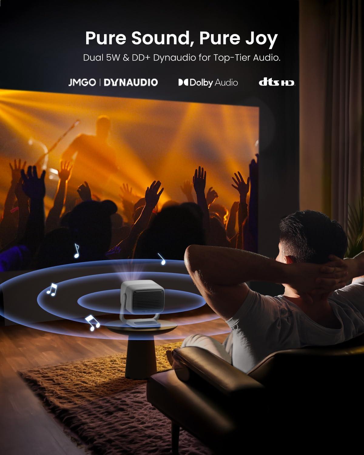 image:imageJMGO N1 Portable Projector 1080P FHD 4K Supported 150 MALC Triple Laser 3D Movie Projector for Home Theater Outdoor Gimbal Auto Image Correction 800 Lumens 2x5W Dynaudio Speakers Android TV 11