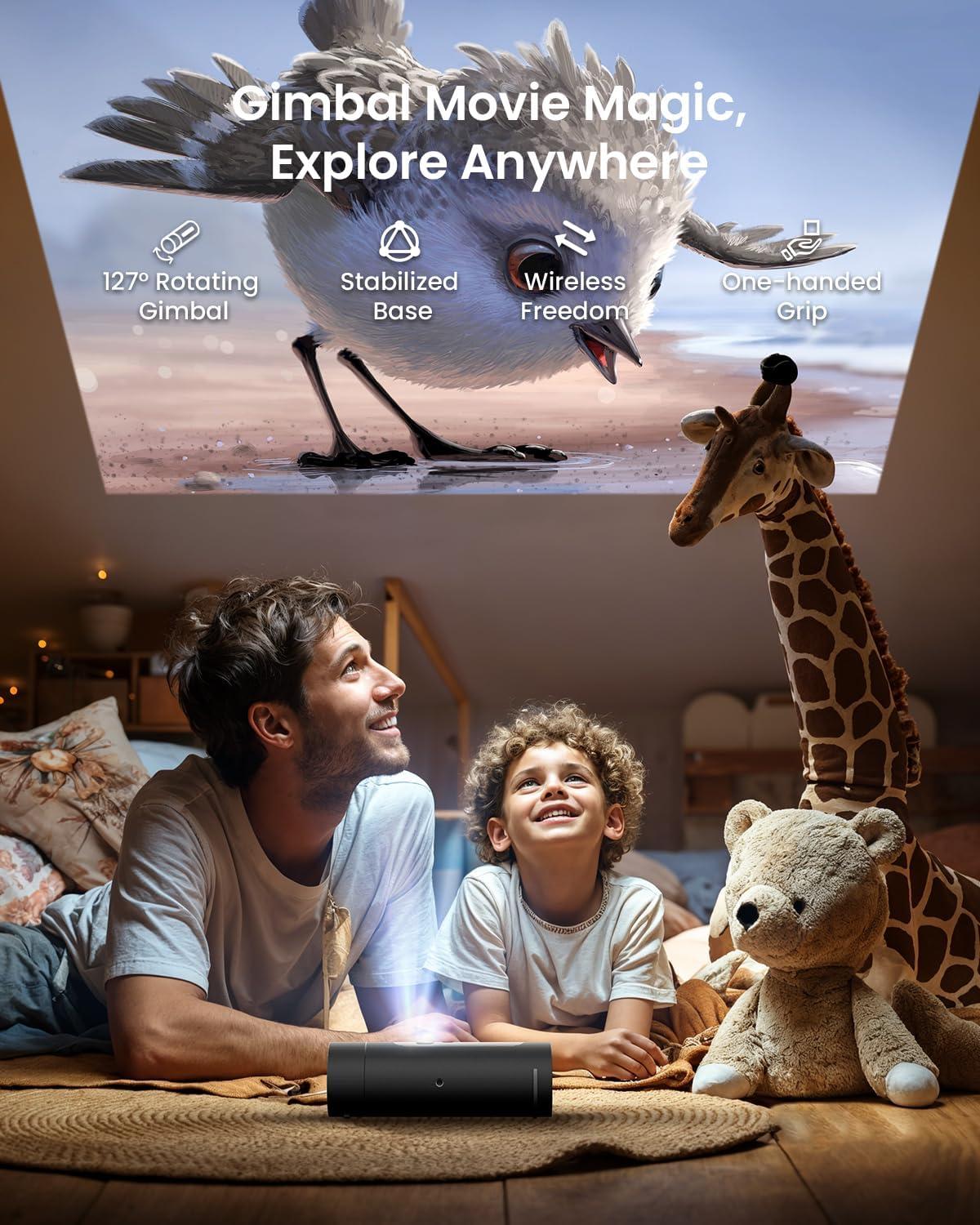 image:imageJMGO PicoFlix GTV Netflix Projector 1080P Mini Portable Projector with Wifi and Bluetooth 45H Battery Outdoor 3D Movie Projector 150 Gimbal Auto Image Correction 420 ISO Lumens Renewed