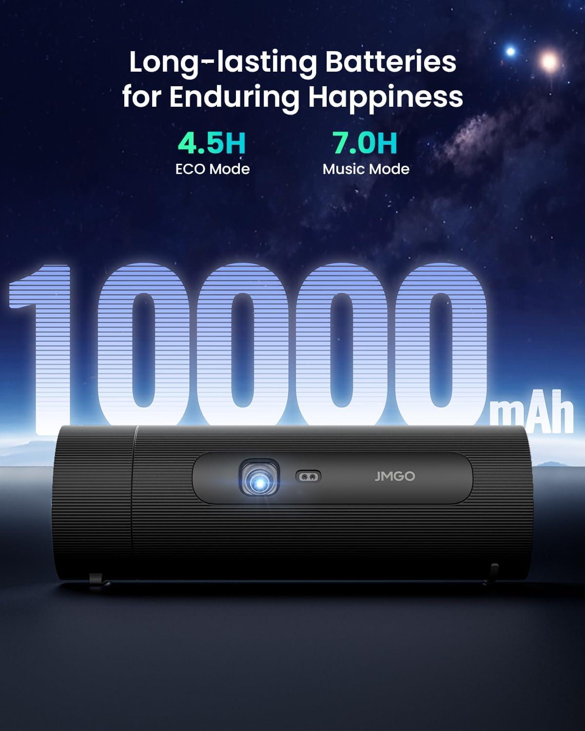 image:imageJMGO PicoFlix GTV Netflix Projector 1080P Mini Portable Projector with Wifi and Bluetooth 45H Battery Outdoor 3D Movie Projector 150 Gimbal Auto Image Correction 420 ISO Lumens Renewed